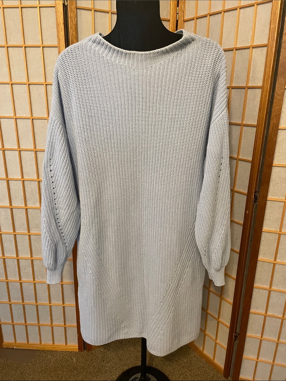 Style & Co. Light Blue Long Sleeve Knit Mid-Length Sweater Dress